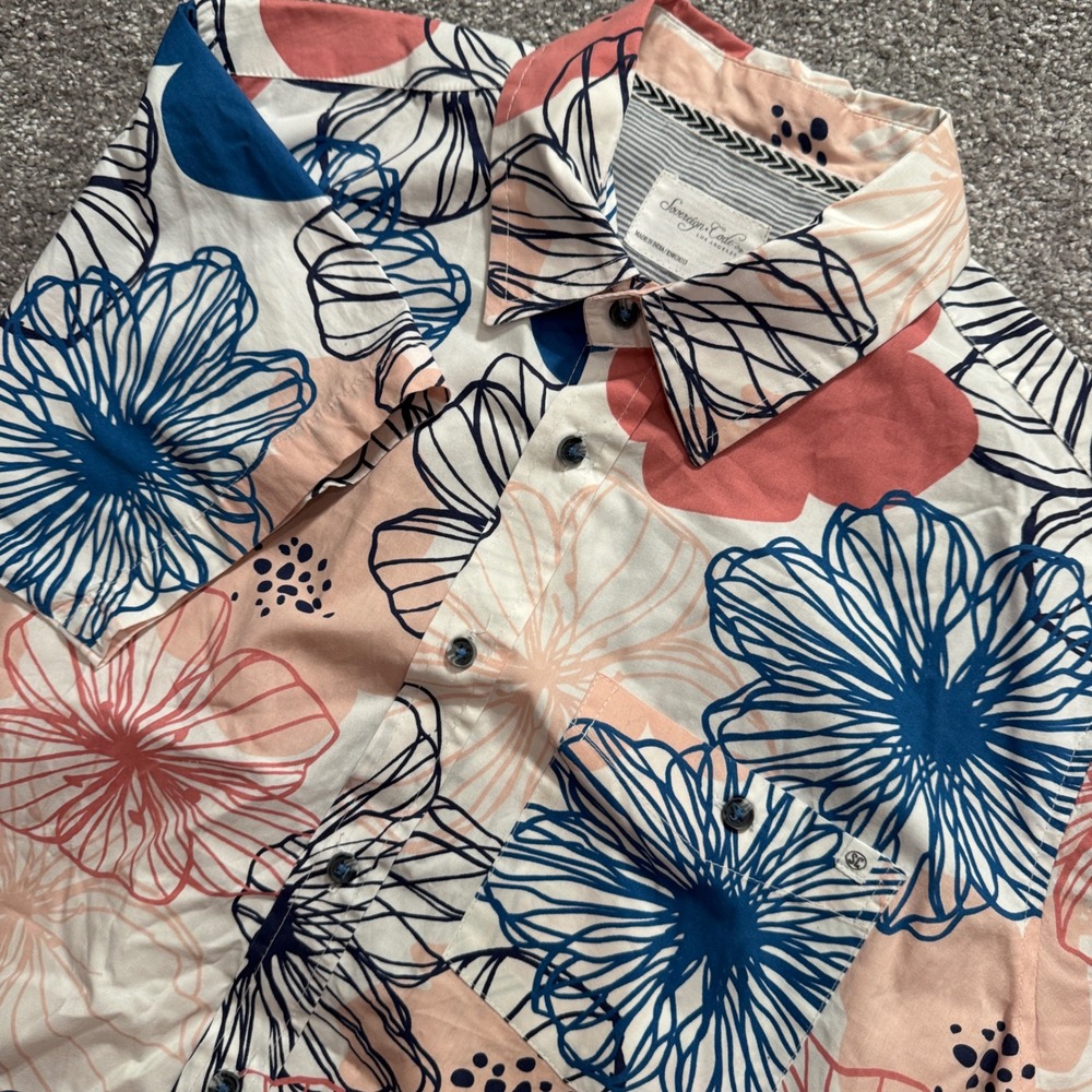 Sovereign Code Shirt Mens S Floral Cotton Lycra Tropical Coastal Vacation Beach